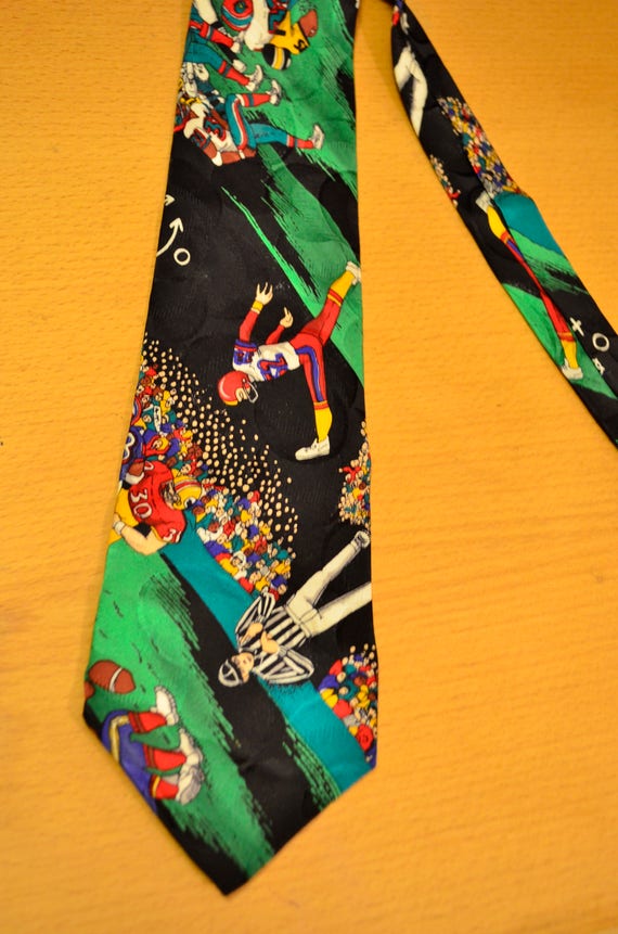 Football game neck tie Sports Tie 1991 Nicole Mil… - image 6