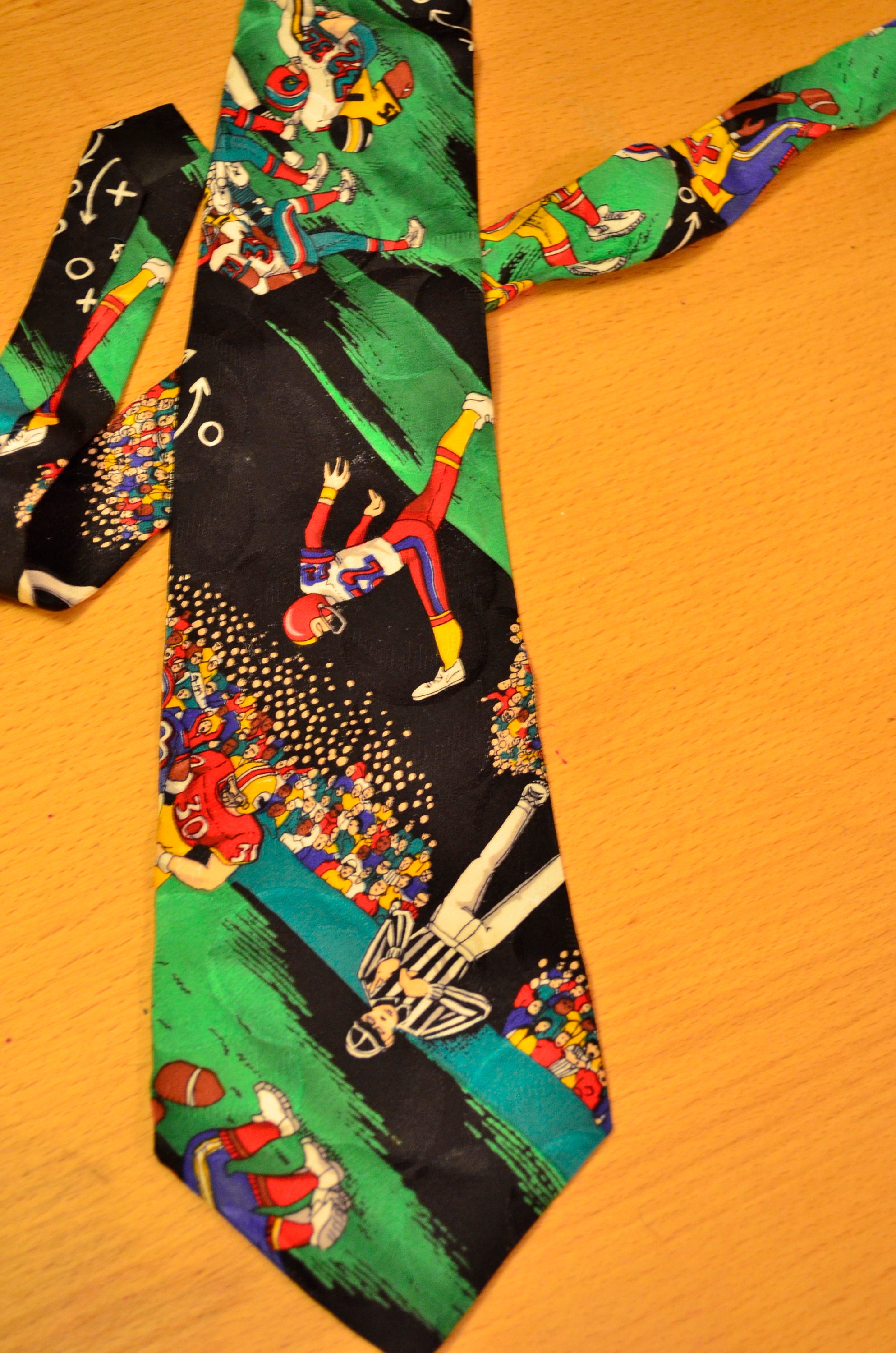 Football Game Neck Tie Sports Tie 1991 Nicole Miller Vintage Etsy