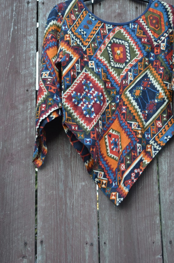 Psychedelic Tunic,Ethnic Shirt,Bat Wing Sleeves,V… - image 4