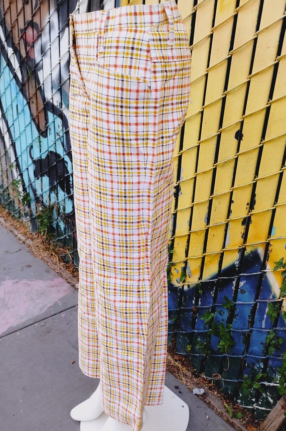 70s plaid pants yellow brown orange white Sears R… - image 10