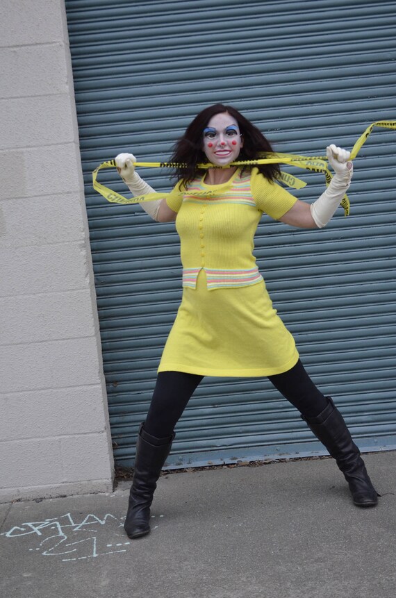 Bright Yellow Easter Dress Pastel Stripes Knitted