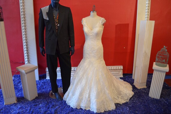 Allure Bridal Wedding Dress Vintage Ivory White Lace Beaded Sz Etsy