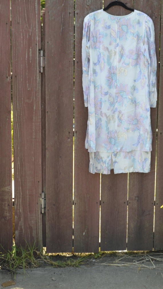 Pastel Goth Vintage Dress Metallic Iridescent Whi… - image 3