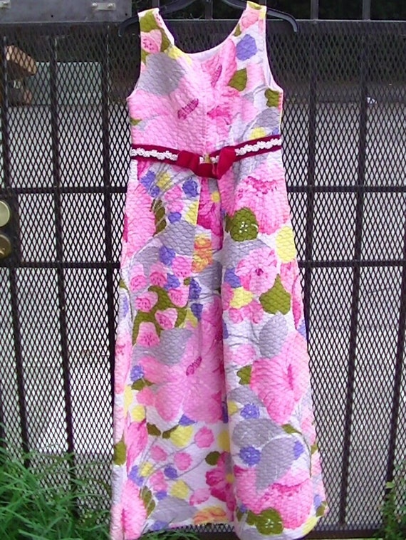 Floral Maxi Dress Quilted Summer Festival Bright … - image 1