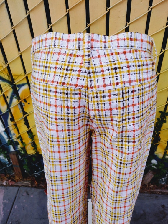 70s plaid pants yellow brown orange white Sears R… - image 3