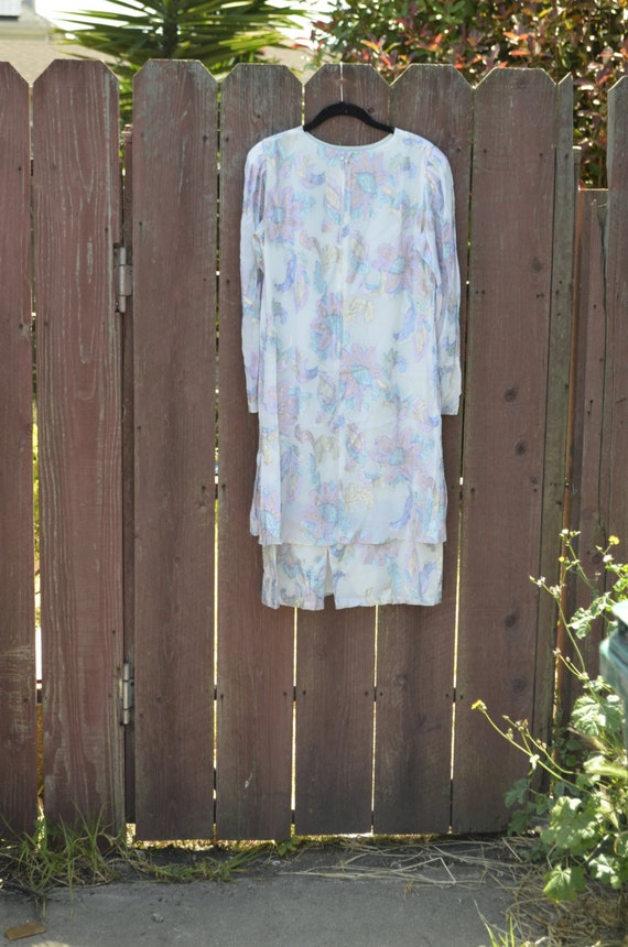 Pastel Goth Vintage Dress Metallic Iridescent Whi… - image 1