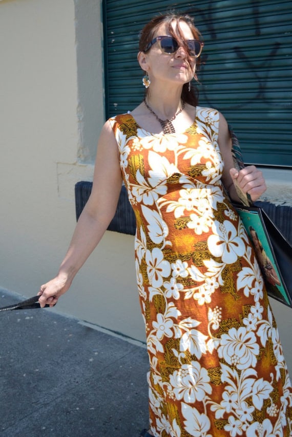 chinese dress ladies Nalani Long Rayon Hawaiian Dress Maxi V-Neck Tea Length Black / S main image 0