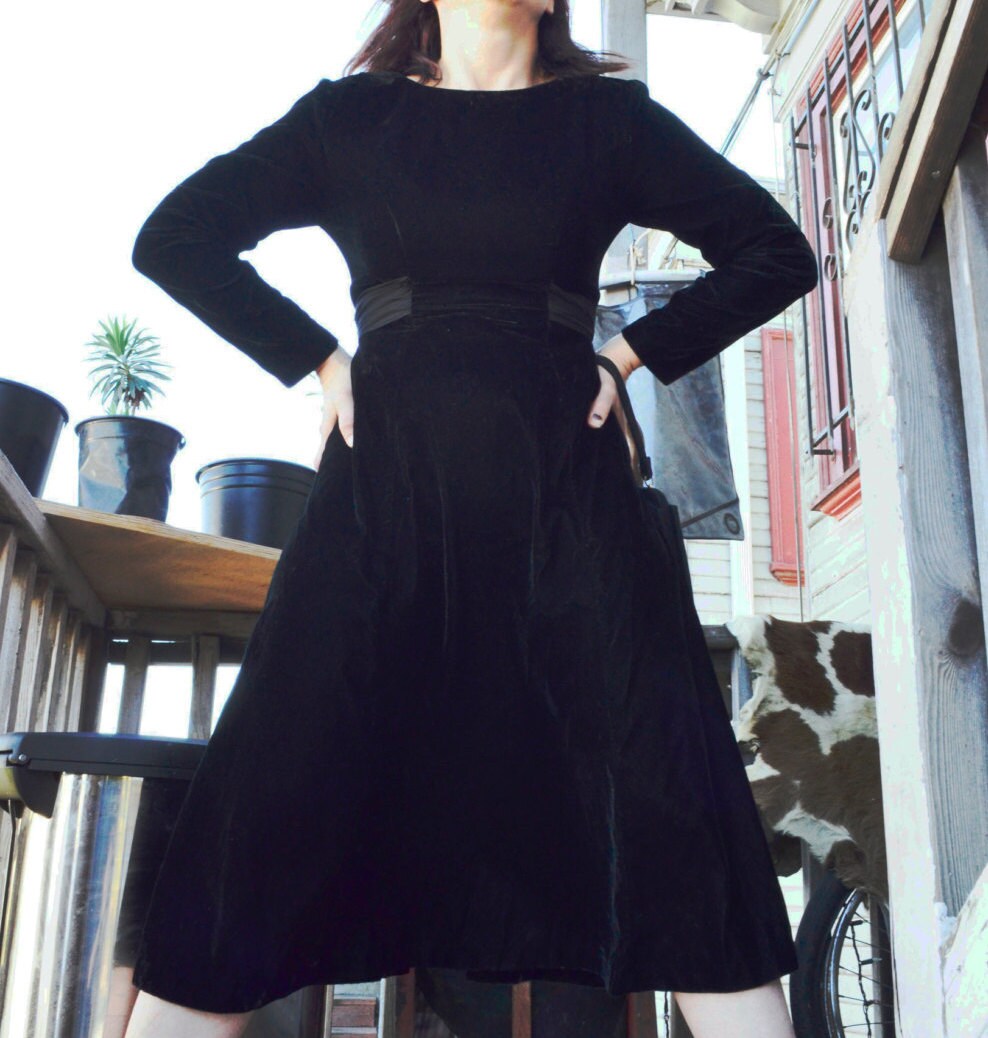 black velvet dress with sheer sleeves