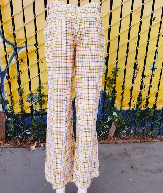 70s plaid pants yellow brown orange white Sears R… - image 7