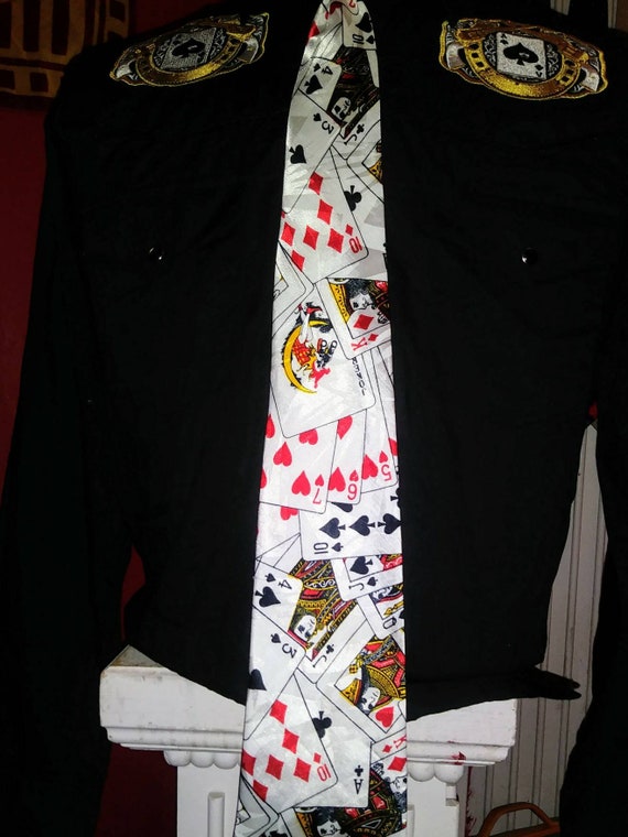 Deck of Cards Necktie Black Jack Card Players Tie Made in Deck of Cards Necktie Black Jack Card Players Tie Made in