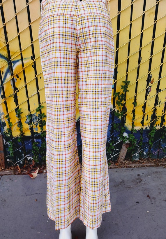 70s plaid pants yellow brown orange white Sears R… - image 9