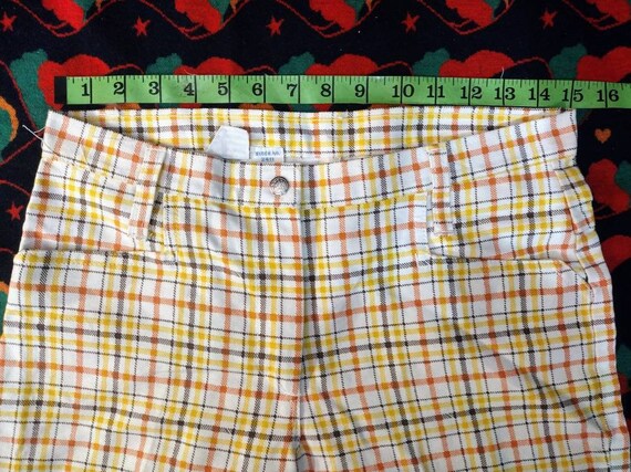 70s plaid pants yellow brown orange white Sears R… - image 5