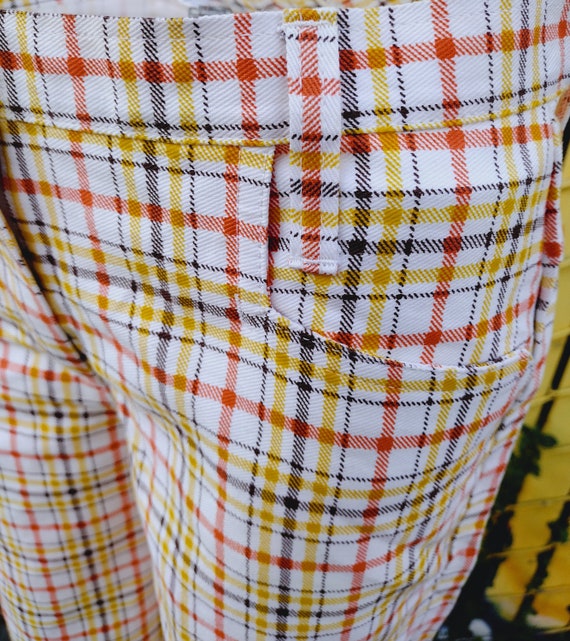70s plaid pants yellow brown orange white Sears R… - image 4