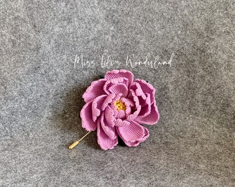 Crochet peony Brooch, Handmade flower brooch, micro crochet, Gift, Large pink purple flower Brooch, crochet flower