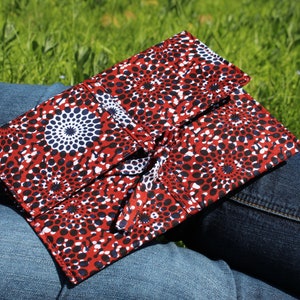 Trousse make-up en wax - TASRIAS // taille M // Bordeaux, blanc et bleu