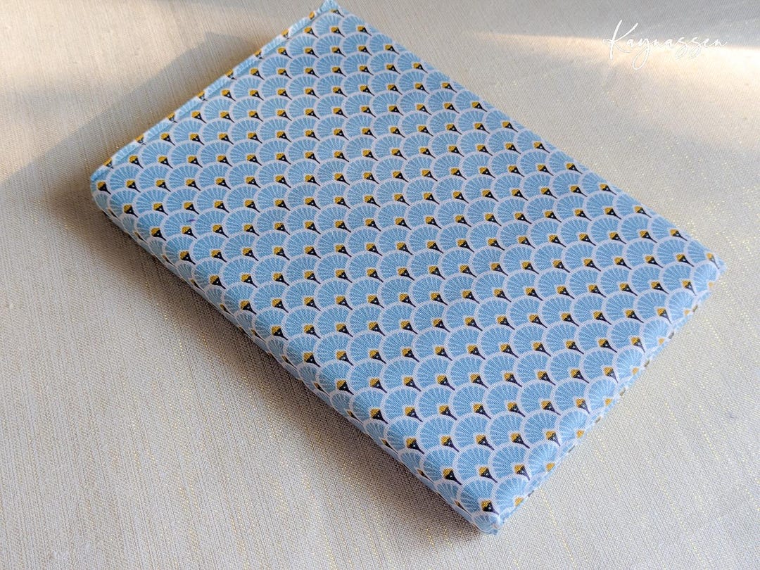 A5 Lined Notebook - Japanese Sky Blue Cotton Cover - Reusable and ...