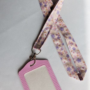 Porte badge en coton à fleurs à boucle pivotante - Unisexe