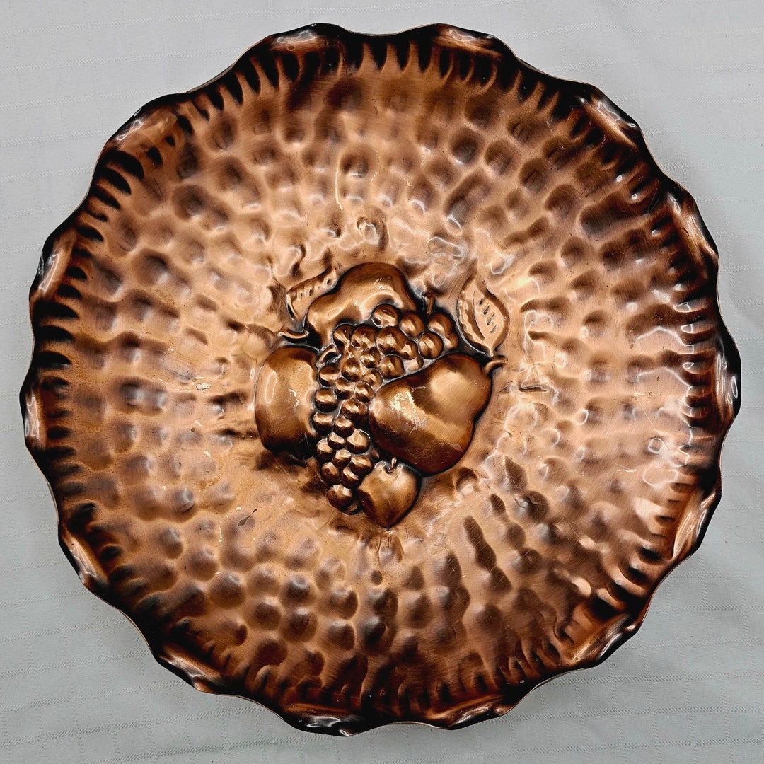 Vintage Gregorian Solid Copper Bowl Dish Platter Wall Hanging Large 13