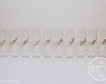 Set of 16:  Personalized Stemless Champagne Flute