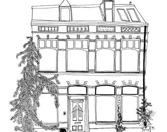 Custom house portrait, handmade drawing of new home, personalised artwork of birth house, architecture art gift, unique artwork for mother