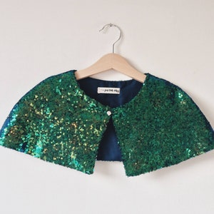 Sequin Capelet Handmade Kids cape iridescent peacock sequins