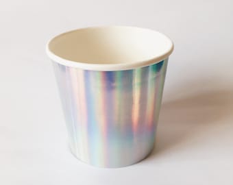 Silver Holographic foil paper party cups