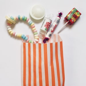 Sacchetti di carta a strisce color arancio per caramelle - confezione da 10