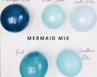 Mermaid Under the Sea Blue Biodegradable Eco Friendly Balloon Arch Cloud Garland kit Birthday Party Baby Shower Latex Balloons 11"  5"
