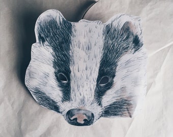 Printable BADGER mask Hand drawn