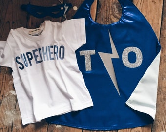 Superhero Cape Kids Metallic Blue Personalised Superhero Costume