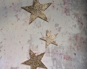 Star decorations | Stars | hanging stars | Glitter stars | gold star | laser cut | Wall hanging | Decoration | circus party | Set of three