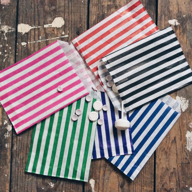 Red candy stripe paper bags pack of 10 Etsy