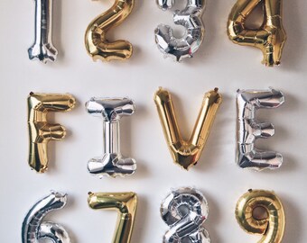 Foil Number balloon 16" Gold Silver Rose Gold 1 2 3 4 5 6 7 8 9 10