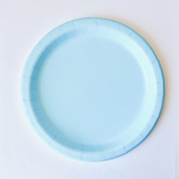 Pastel blue paper party plates