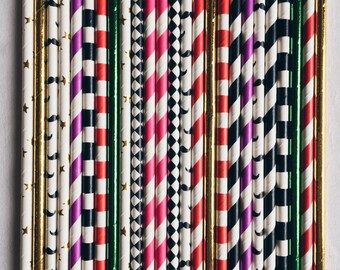 Circus theme Paper Party Straws Jewel colour Eco friendly Drinking straws Vintage Carnival Birthday Party Baby Shower Wedding 23 Pack