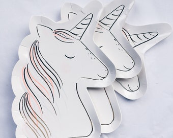 Unicorn head paper Party Plates