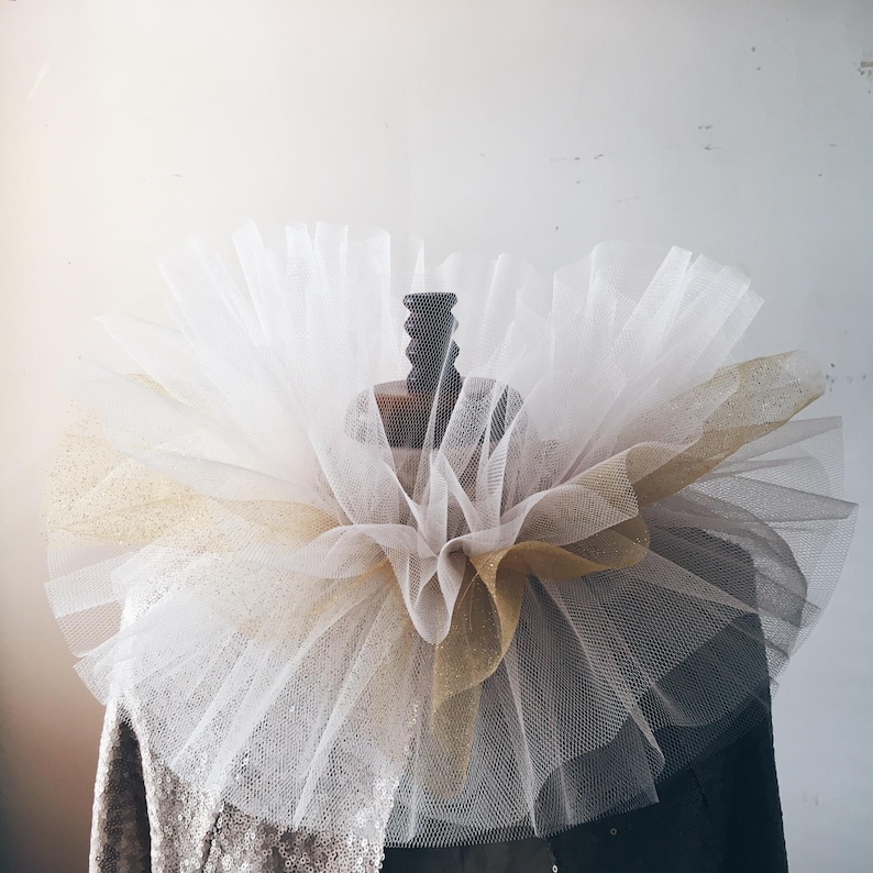 Ivory & gold tulle clown collar