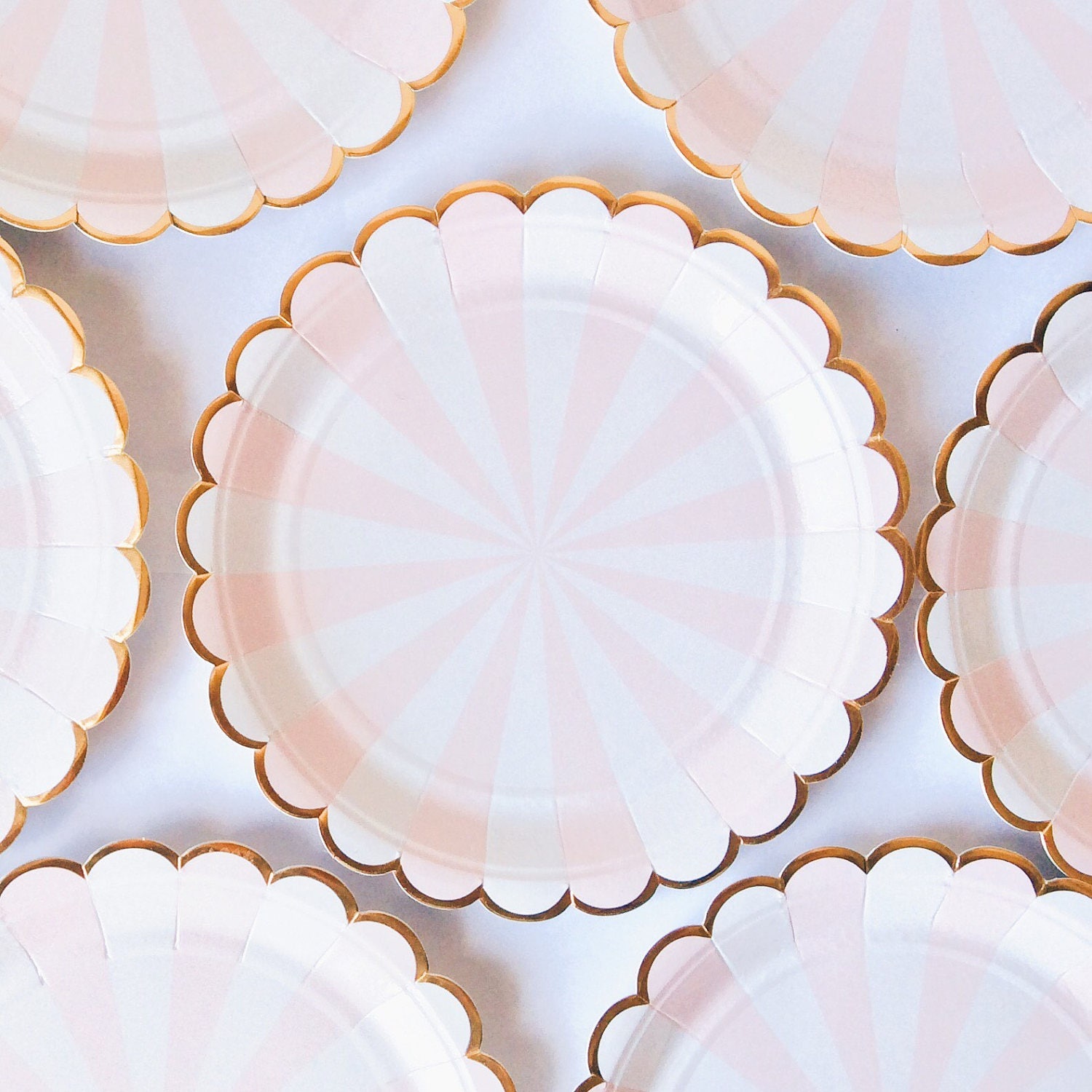 Pink and white stripe plates paper party plates pink Etsy