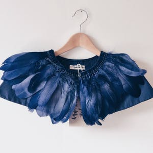 beautiful handmade indigo blue feather wedding cape