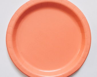 Coral paper party plates