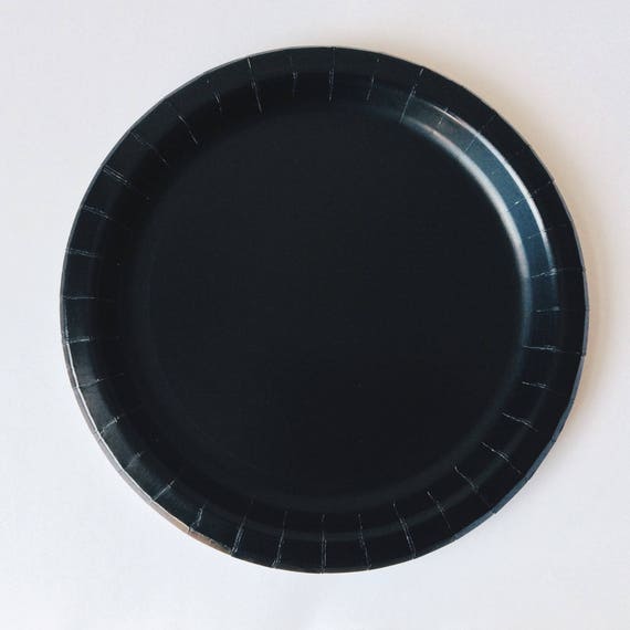 Black paper party plates Etsy