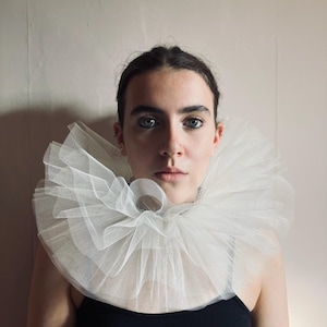 white tulle clown collar