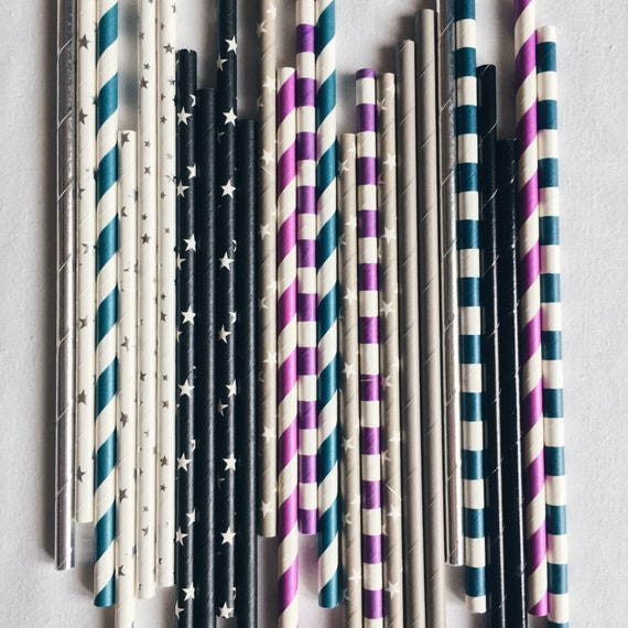 Space Party Straws, Galactic Biodegradable Paper Straws (Pack of 23)
