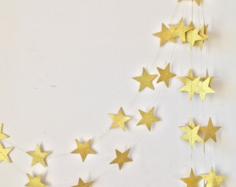 Star Garland gold glitter Christmas hanging decoration gold glitter