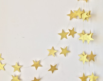 Star Garland gold glitter Christmas hanging decoration gold glitter