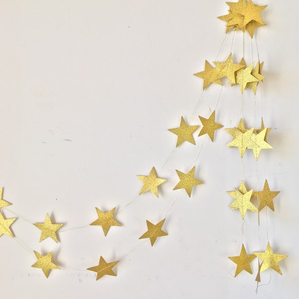 Star Garland gold glitter Christmas hanging decoration gold glitter