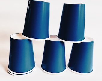Navy blue paper party cups