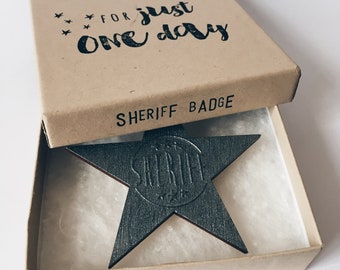 Wooden Sheriff Badge, Wild West Party Favor