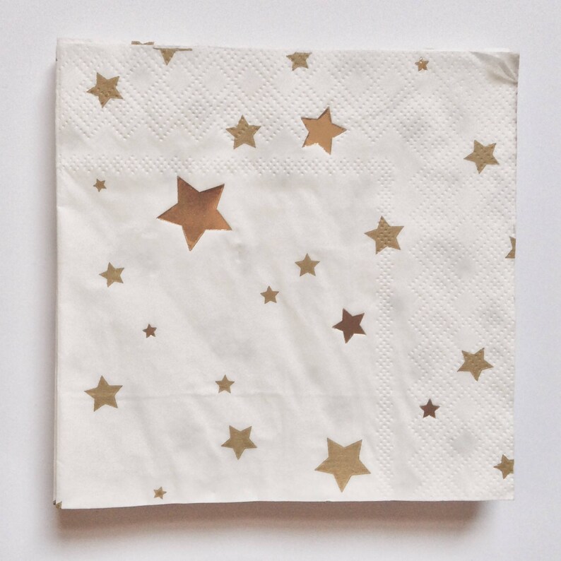 Star Napkins Gold Foil Christmas Napkins Children's Etsy