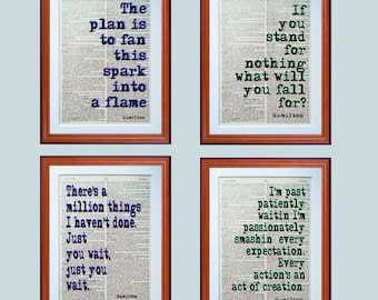 Hamilton Musical quotes X4 - dictionary page art print home decor present gift home decor